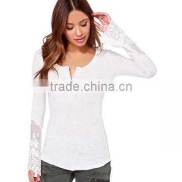 Classical black and white solid Dovetail split Net yarn splicing knitting Slim soft t shirt thin women