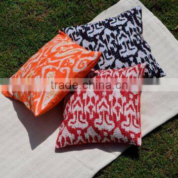 Orange Kantha Cushion Cover photo-3