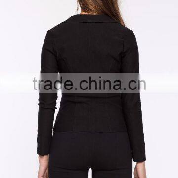 Fashion Curved Collar Long Sleeve Ladies Blazer Designs Women Blazer With Single Button Closure photo-3