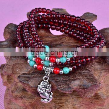 4mm 108 Garnet Beads Multi Layers Bracelet Buddha Bracelet