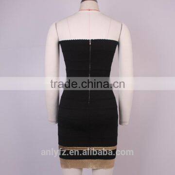 Anly Wholesale Women Hot Girls Strapless Lace High Fashion Latest Designs Sexy Tight Sleeveless Party Evening Bandage Dress