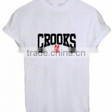 T Shirt Men Crooks & Castle Letter Short Sleeve Tops White Color Casual Cotton Summer Style Harajuku Funny Tee S-XXL