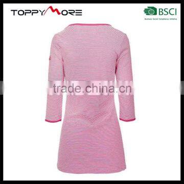 T056-3545RR OEM Stripe T Shirt Dress Raspberry photo-2