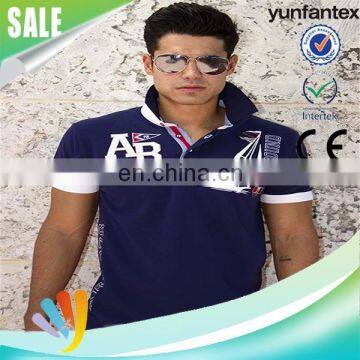 2017 latest new fashion blue and red emb shirt