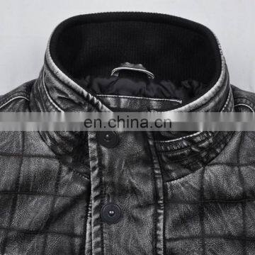 2017 Lastest Fashion Hot Sale Diamond Quilted pu Men Long Jacket photo-4