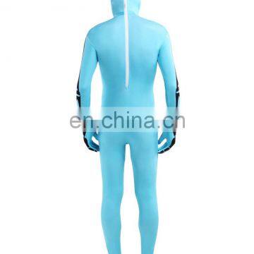 Lake Blue Zentai Full Body Lycra Spandex Skull Unisex Adult Party Cosplay Costume photo-5
