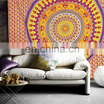 Yellow Mandala Indian Queen Hippy Gypsy Boho Bedding Decorative Wall Hanging Bohemian Cotton Ethnic throw tapestry Bedspread Art