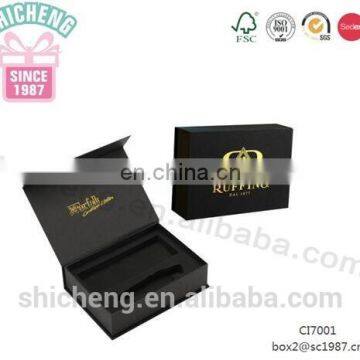 Luxury black flip top gift package box cardboard