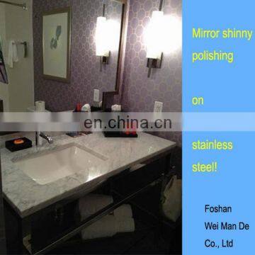 Polished Chrome Hotel and Inn Bathroom Vanity Leg Frame for Carrara Marble Top photo-3