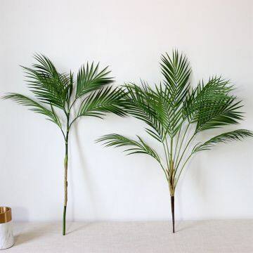 High Grade Plastic Flower Bouquet Single Stem Green Plant Artificial Palm Leaves photo-2