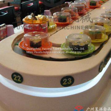 Beige Color For Rotary Hot Pot Buffet Restaurant Sushi Conveyor Belt System