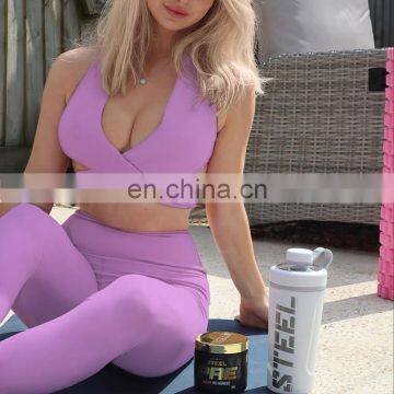 Wholesales Best Sellers Women Autumn Fitness Yoga Suit Ladies Solid Color Sportswear Fitness Clothing Set photo-3