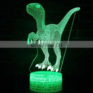 3D Illusion Lampara Dinosaur Shape Led Light 7 Color Changing Lamp