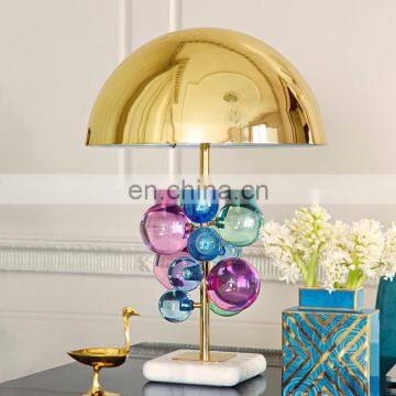 2020 Hot Sale Gold Metal Bedroom Marble Base Modern Quality Table Lamp photo-3