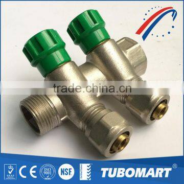 Professional design water separator 45 degree brass manifold for floor system parts