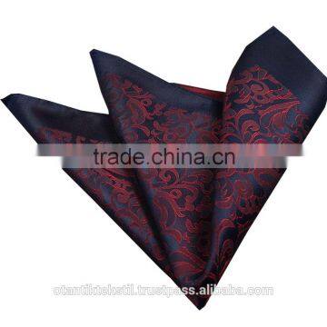 Claret Red Dark Blue Pairsley Custom Pocket Square, Manufactoring Hankercheif,