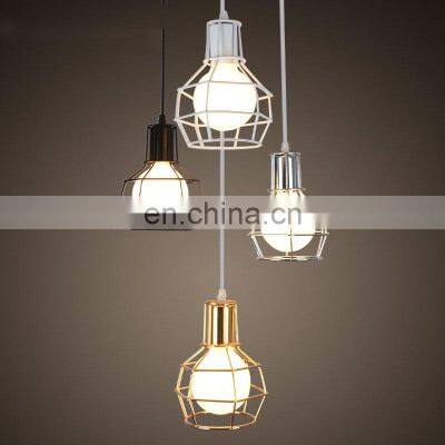 Brief Design Iron Metal Pendant Light Cage Cover LED Ceiling Lights