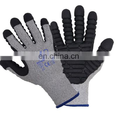 HANDLANDY Best quality Vibration-Resistant dipping nitrile smooth  rubber cut level 4 shock proof work gloves