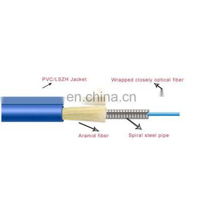 Hanxin professional manufacturer indoor fiber optic cable Spiral steel pipe Indoor Duplex Armored Optical Fiber Cable