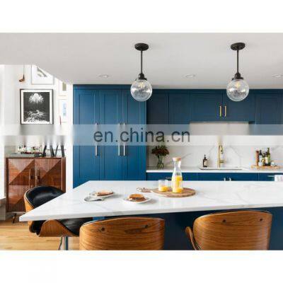 For Prefab House Shaker Style Solid Wood MDF Kitchen Cabinet With Island