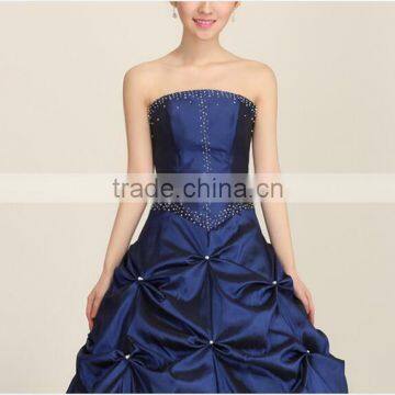 C50027A 2016 New Sexy Strapless Pearl Royalblue Evening Dress