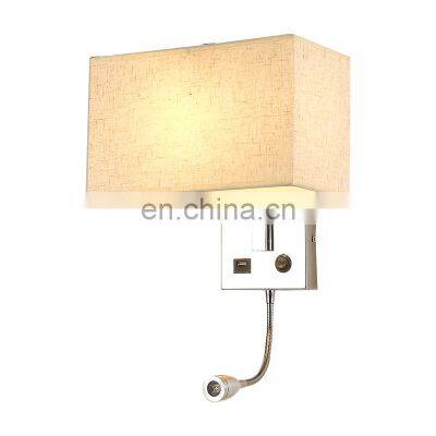 Modern Indoor Luxury Decorative Bedroom Light Bedside USB LED Wall Lamp With Wireless Charger