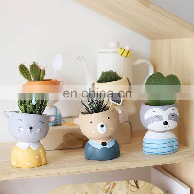 Factory Ceramic Succulent Pot Animal Decorative Face Flower Cheap Planter Small