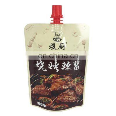 Custom Printed Standing Pouches Spout Plastic BBQ Sauce Packaging Bag