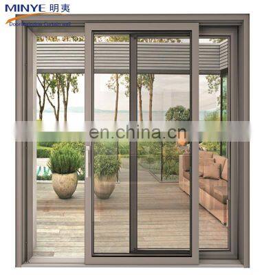 prefabricated interior wooden grain glass sliding door aluminum hanging sliding door