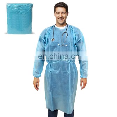 PE Coated Knitted Cuff Surgical Isolation Gown for Medical Purpose