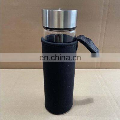 500ml Custom Borosilicate Glass Water Bottle With Neoprene Sleeve