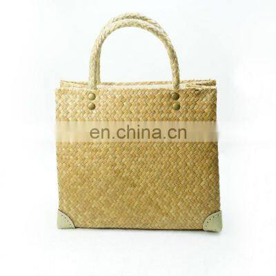 Handmade Seagrass Handbag Interior Zipped With Cotton Lining 100% Nature Straw Woven Tote Bag Wholesale photo-5
