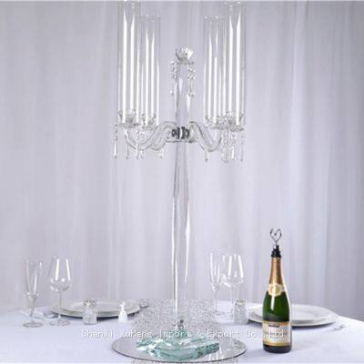Glass Candle Stick Holders Centerpieces Clear Crystal Candelabra Table Decorations for Wedding Party Events Decorative photo-2