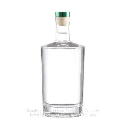 SinoBottles Packaging 500ML 750ML Customized Round Shape Super Flint Glass Bottle for Gin Rum