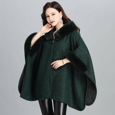 New Faux Fur 2025 Winter British Style Women's Fur Collar Shawl Coat photo-5