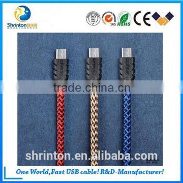 1M popular wholesale Nylon braided remax micro usb data cable