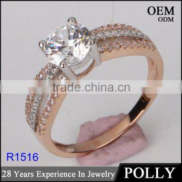 High Quality and Cheap Women Fashion 14K Solid Purity Gold AAAAA CZ Ring photo-2