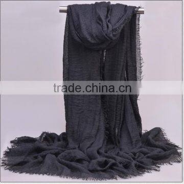 Wholesale Fringe Oversized Solid Color Plain Viscose Hijab photo-6