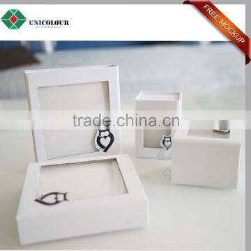 Custom white gift jewelry display box with clear PVC window