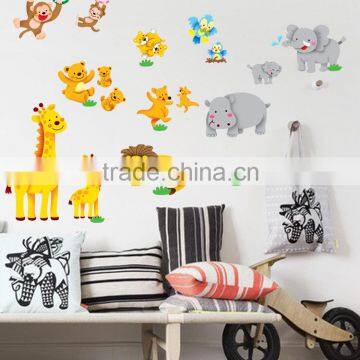 2015 Free shipping Jungle animal lion monkey elephant zoo wall stickers for kid room 0145 removable vinyl wall decals