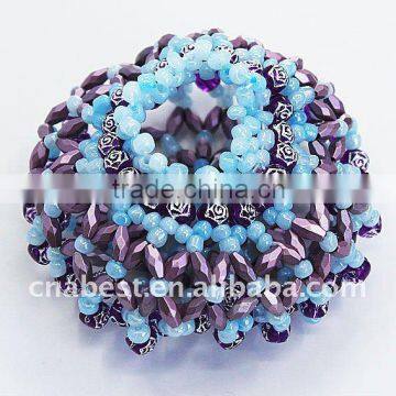 Fashion Scrunchies With Blue and Purple Beads,hairband