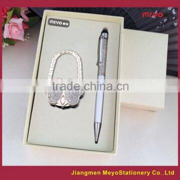 Crystal Touch Ball Pen And European Folding Bag Decorative Hanger, gift for women 2015