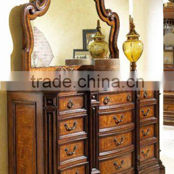 American Classical Dresser With Mirror, Solid Wood Dresser photo-2