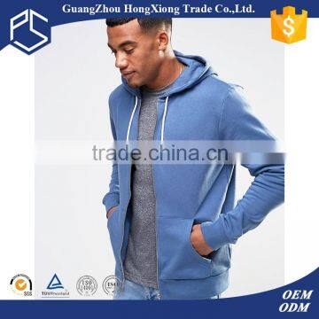 Wholesale thin fleece dyed for man design blue oem service zipper own factory best selling plain slim fit hoodies