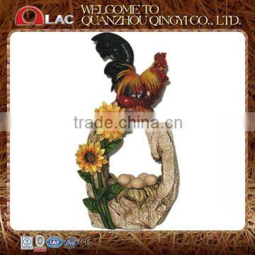 customized resin decorative rooster on stone garden ornament