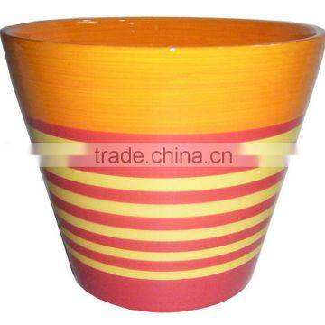 terracotta hand painting stripe line flowerpot and vase