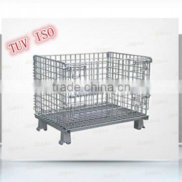 Folding industrial galvanized folding warehouse wire container storage cages