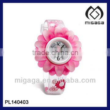 PINK FLOWER ANTIALLERGIC PLASTIC WATCH FOR KIDS-KIDS PLASTIC FLOWER CASE WATCH