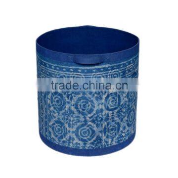 Natural Fibres Dabu Printed Round Storage Box