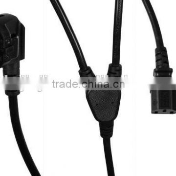 Schuko plug to 2xC13 Y spliter mains power cable